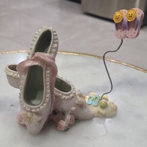 KS Selection Pink and White Kids Ballet Slippers